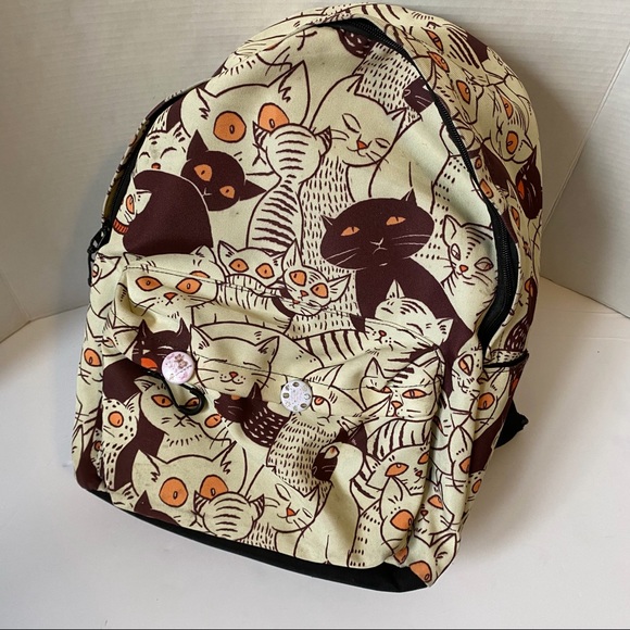 Cat pattern School College Kitty Backpack - O/S - Picture 10 of 16